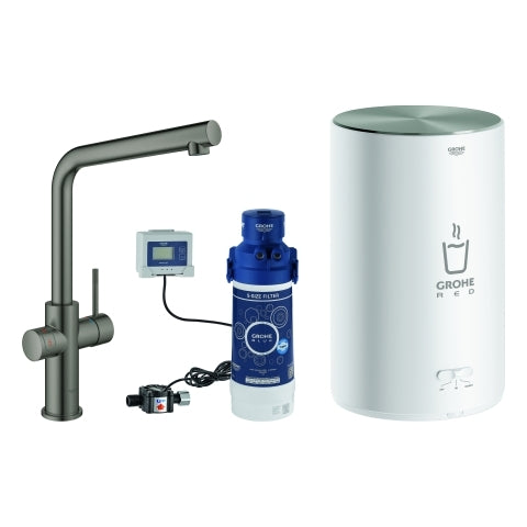 Grohe - Armatur und Boiler RED Duo 30327 30327 M-Size L-Ausl. hard graphite geb