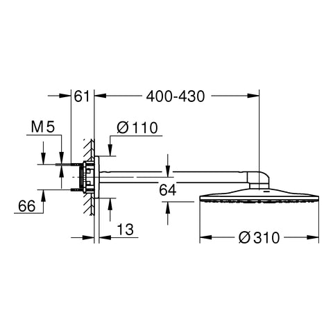 Grohe - Kopfbrauseset RAINSHOWER 310 SmartActive 26475 Brausearm cool sunrise
