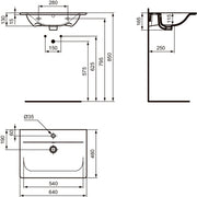 Ideal Standard - Möbelwaschtisch CONNECT AIR, 1 Hl., m.Ül., 640x460x165mm, Weiß