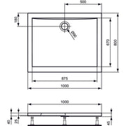 Ideal Standard - Rechteck-Brausewanne ULTRA FLAT, 1000x800x47mm, Weiß