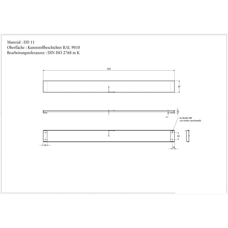 VILLEROY & BOCH - Konsolenträger 1000mm A18 m Befest. Typ 92216768 Stahl weiß lackiert