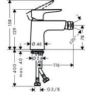 Hansgrohe - Bidetmischer Talis E mit Ablauf, Push open, chrom