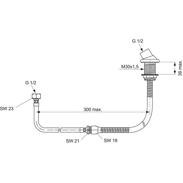 Ideal Standard - Schlauchbrausegarnitur CERAWELL A2263AA für Wannenrandmontage chrom