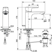 Ideal Standard - WT-Arm. CONNECT AIR, Grande, 5l/min., m.Ablgarn., Ausld.125mm, Magnetic grey