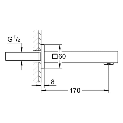 Grohe - Wanneneinlauf EUROCUBE 13303 Ausladung 170mm supersteel