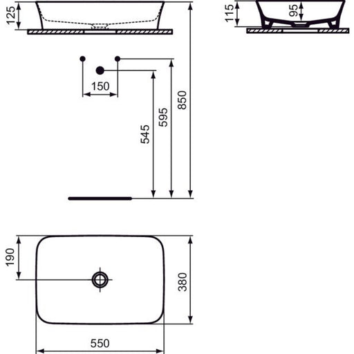 Ideal Standard - Schale IPALYSS, o.Hl., o.Ül., 550x380x120mm, Weiß m. IP, neue Nr