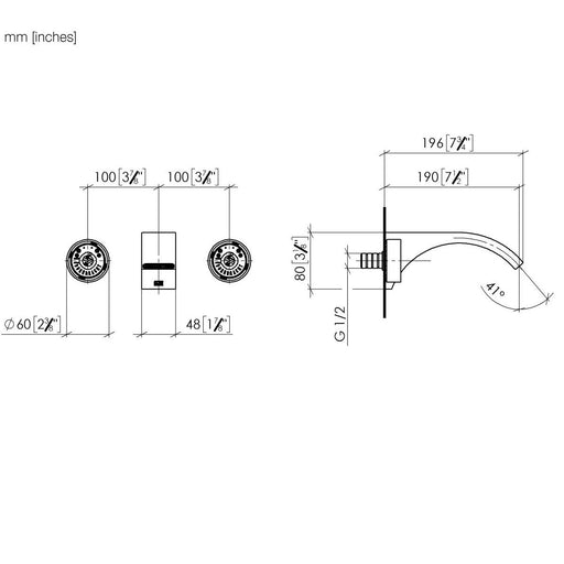 Dornbracht - Waschtisch-Wandbatterie CYO 36712811 platin gebürstet