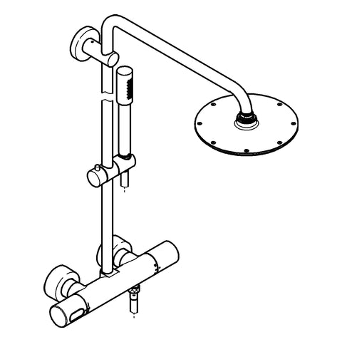 Grohe - Duschsystem RAINSHOWER 27032 mit THM Kopfbr. modern Sena Handbrause chrom
