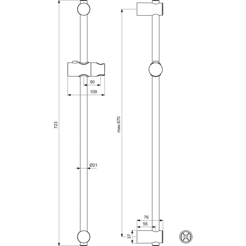Ideal Standard - Brausestange 720mm IDEALRAIN B9421 chrom