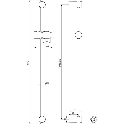 Ideal Standard - Brausestange 720mm IDEALRAIN B9421 chrom