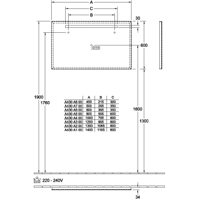 VILLEROY & BOCH - Spiegel More To See One 1300x600x30mm mit Beleuchtung