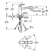 Grohe - Spültisch EHM EURODISC C 32257 flacher Auslauf Spülbrause auszb. chrom