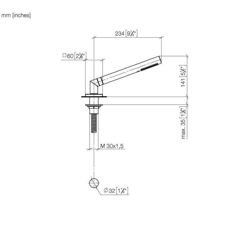 Dornbracht - Schlauchbrausegarnitur SYMETRICS f.Wannenrandm. 2770298006 platin gebürst