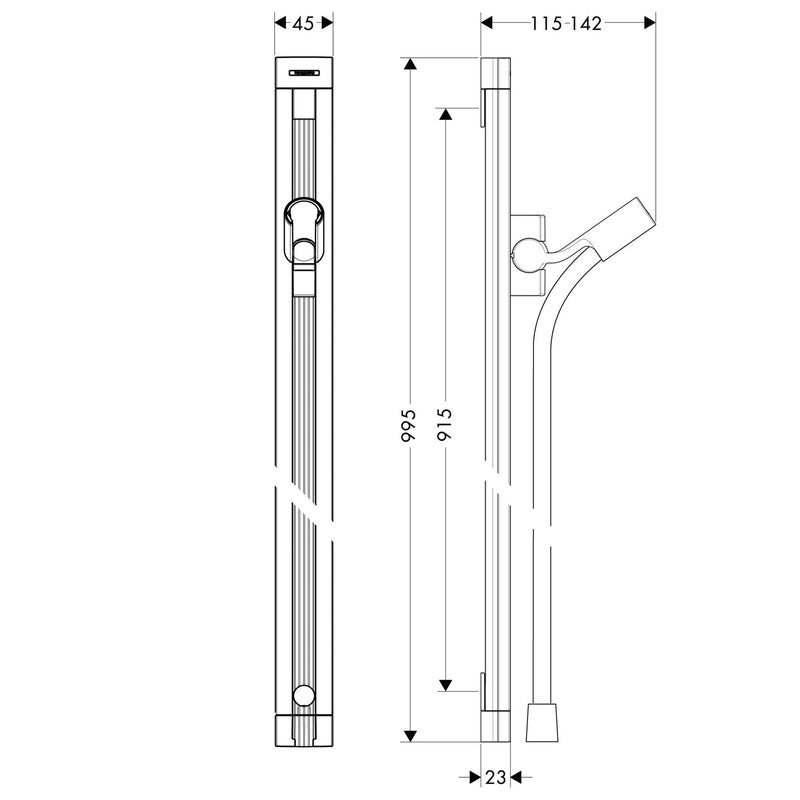 Hansgrohe - Brausestange RAINDANCE UNICA S 900mm mit Schlauch 27636000 chrom