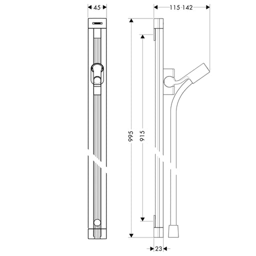 Hansgrohe - Brausestange RAINDANCE UNICA S 900mm mit Schlauch 27636000 chrom