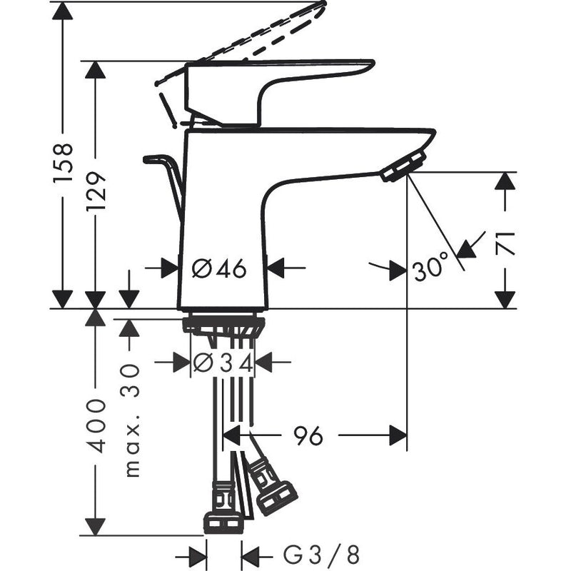 Hansgrohe - Waschtischmischer 80 Talis E mit Ablauf, chrom
