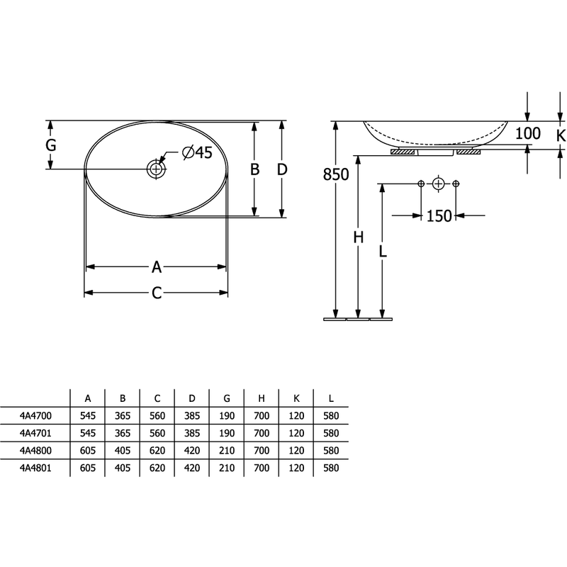 VILLEROY & BOCH - Aufsatzwaschbecken Loop&Friends 560x 380mm ov m. ÜL. Stone White CeramicPlus