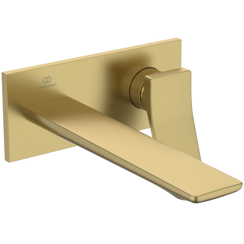 Ideal Standard - Wand-Waschtischarmatur CONCA, BS2, eckige Rosette, Ausld.225mm,Brushed Gold