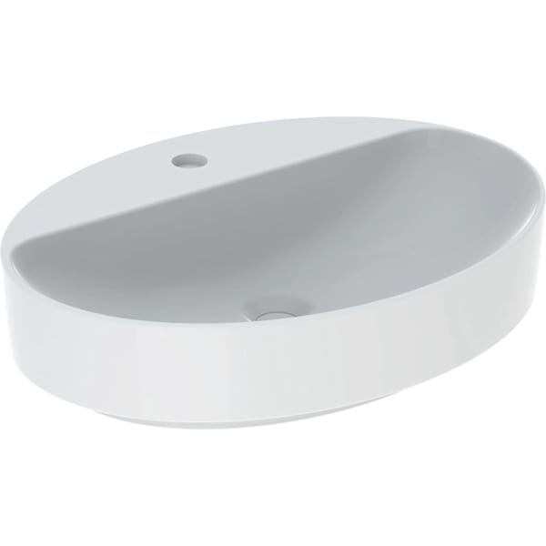 Geberit Vertriebs - Aufsatz-WT VARIFORM, oval, 600x450mm mit Hahnloch, o. Ül., weiß, KeraTect