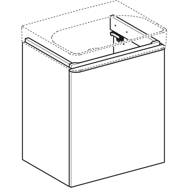 Geberit Vertriebs - Smyle Square US für WT, m. 1 Tür re 53,6x61,7x43,3cm, Nussbaum