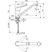 Ideal Standard - Küchenarmatur CERAFORM, Ausld. 227mm, Chrom