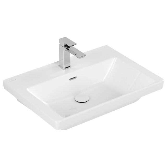 VILLEROY & BOCH - Schrankwaschtisch Subway 3.0 650x470 mm re-eckig 1HL. m. ÜL. Weiß Alpin cplus