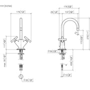 Dornbracht - Waschtisch 1-Locharmatur TARA 22512892 Kreuzgriff platin