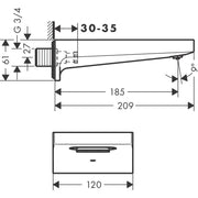 Hansgrohe - Wanneneinlauf METROPOL 185mm PGO