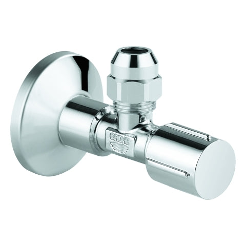 Grohe - Eckventil 22039 1/2x3/8'' Rosette Metallgr. selbstd. Quetschv. 10mm chrom