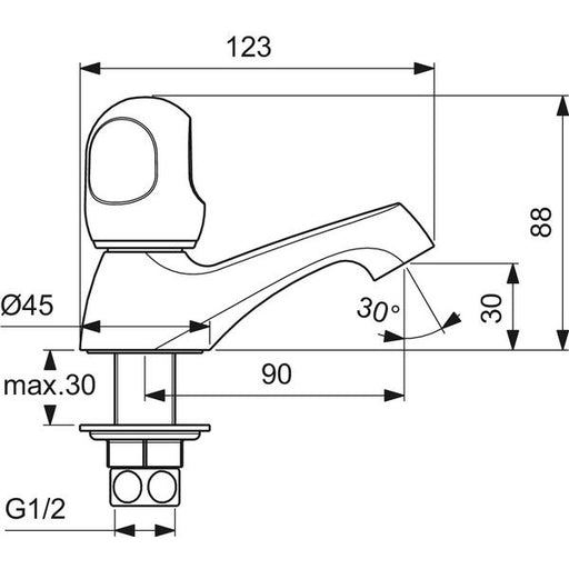 Ideal Standard - Standventil ALPHA B1840A Ausladung 95mm chrom
