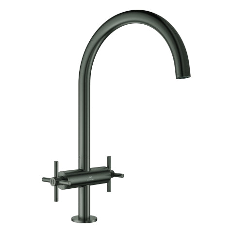 Grohe - 2-Griff-Spültischbatterie Atrio 30609 C-Auslauf hard graphite gebürstet