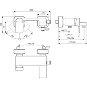 Ideal Standard - Badearmatur AP EDGE, Ausld. 164mm, Chrom