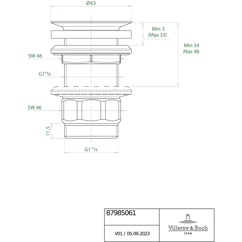 Siebventil Villeroy & Boch # 8798 50 61 verchr.