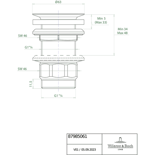 Siebventil Villeroy & Boch # 8798 50 61 verchr.