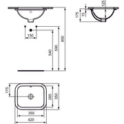 Ideal Standard - Unterbau-WT CONNECT, rechteckig, o. Hl., m.Ül., 420x350x175mm, Weiß