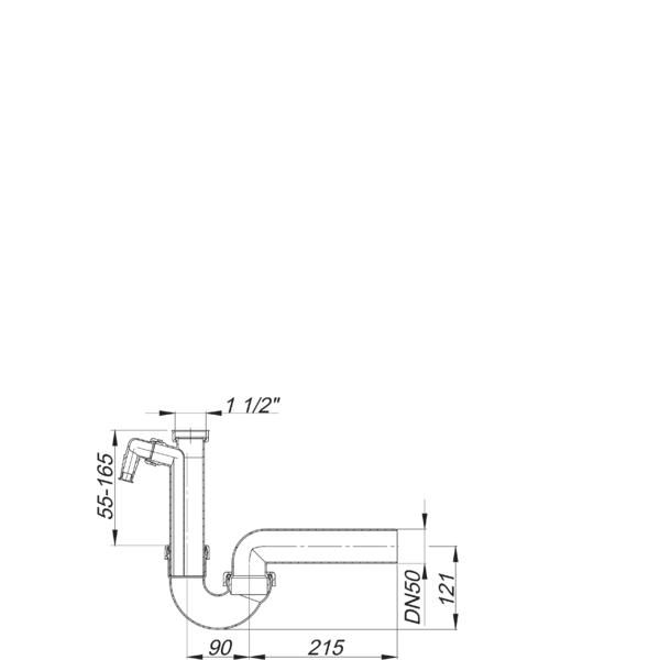 Dallmer - Röhren-Siphon 100/1 SL, 1 1/2 xDN50, m.WA-Anschluss