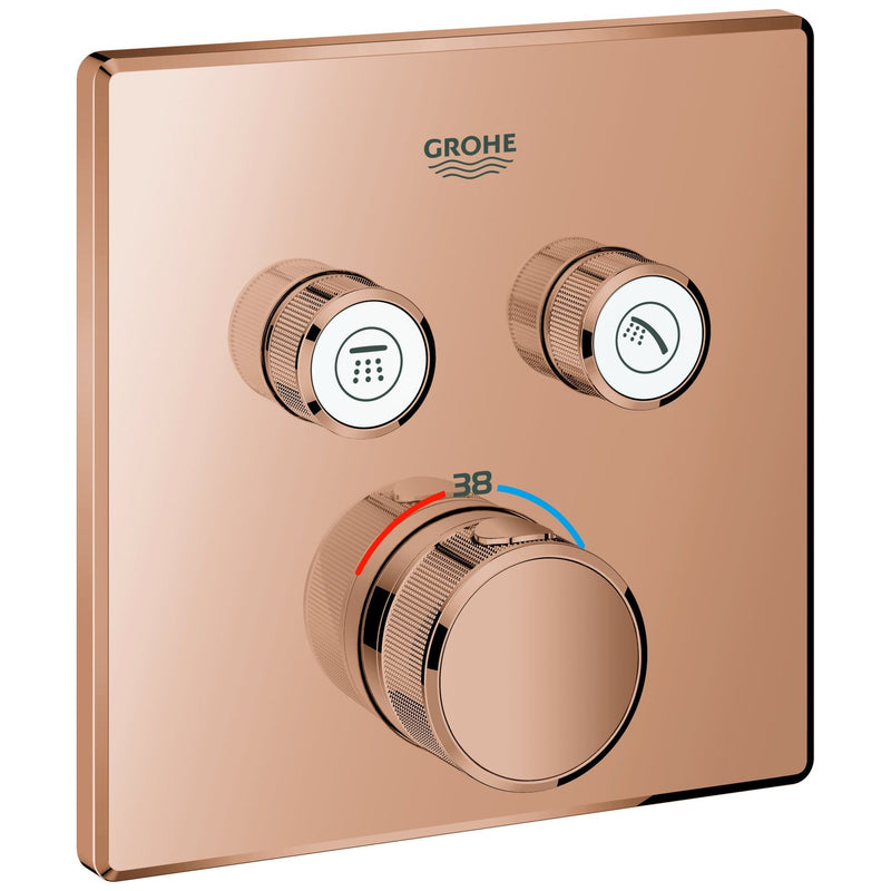 Grohe - Thermostat Grohtherm SmartControl 29124 eckig FMS 2 Absperrv. warm sunset