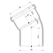 Wavin - Bogen AS+ DN 90 30 Grad
