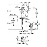 Grohe - EH-Waschtischbatterie BauFlow 23753 L-Size chrom