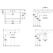 VILLEROY & BOCH - Schrankwaschtisch Avento 800x470mm re-eckig 1HL. m. ÜL. Stone White cplus