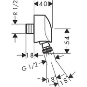 Hansgrohe - Schlauchanschl. Fixfit E DN15 chr. mit Rückflussverhinderer u.Kugelgelenk