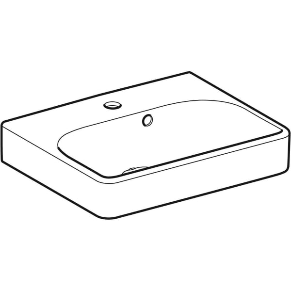 Geberit Vertriebs - Handwaschbecken SMYLE Square, 45x36cm m. Hl., m. Ül. asym., KeraTect