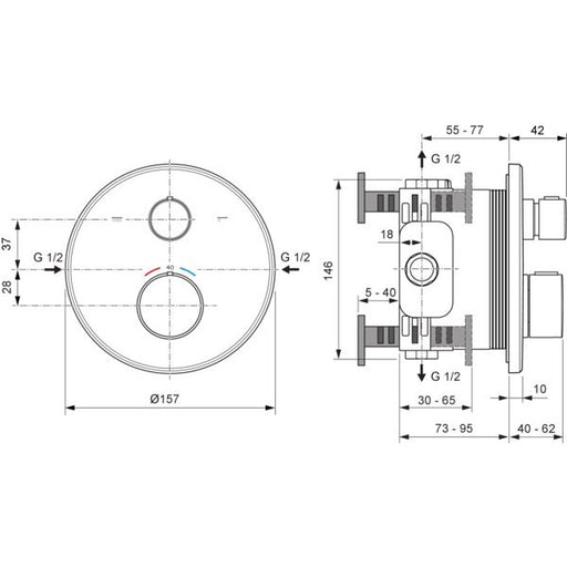 Ideal Standard - IS Badethermostat UP Ceratherm T100 Rosette d:163mm Chrom