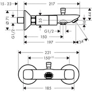 Hansgrohe - Zweigriff Wannenarmatur Aufputz LOGIS DN15 chrom