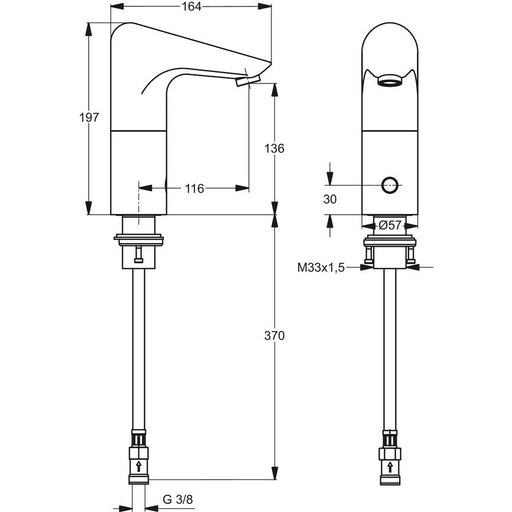 Ideal Standard - WT-Armatur elektronisch CERAPLUS A4151A o.Mischung Batteriebetrieb chrom