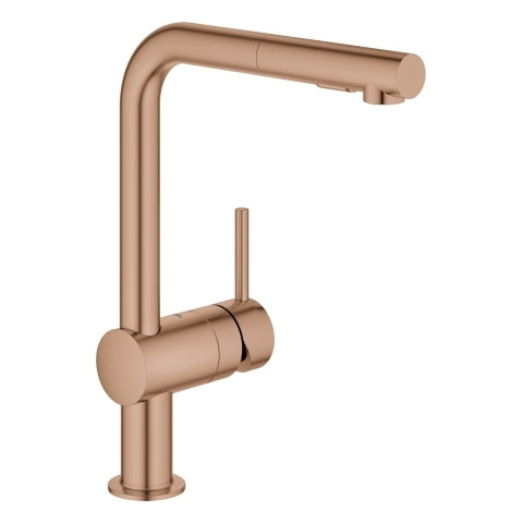 Grohe - EH-Spültischbatterie MINTA 30274 L-Ausl. azb. Spülbrause warm sunset geb