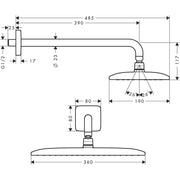 Hansgrohe - Kopfbrause RAINDANCE E 360 Air 1jet 360mmx190mm mit Brausearm 390mm chrom