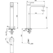 Ideal Standard - WT-Armatur EDGE, Slim, m.verl.Sockel, o.Ablgarn., 5l/min, BlueStart, Chrom