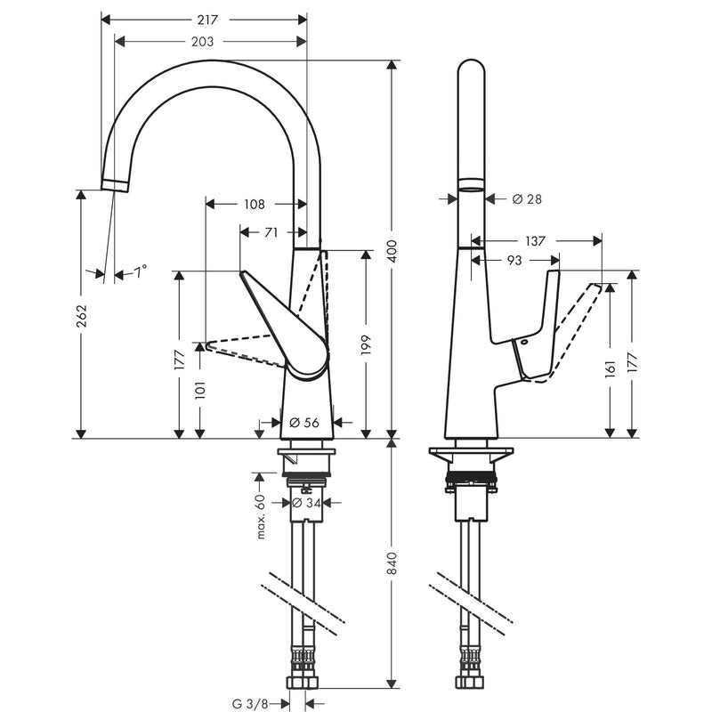 Hansgrohe - Spültischmischer 260 TALIS M51 Eco 1jet edelstahl-optik
