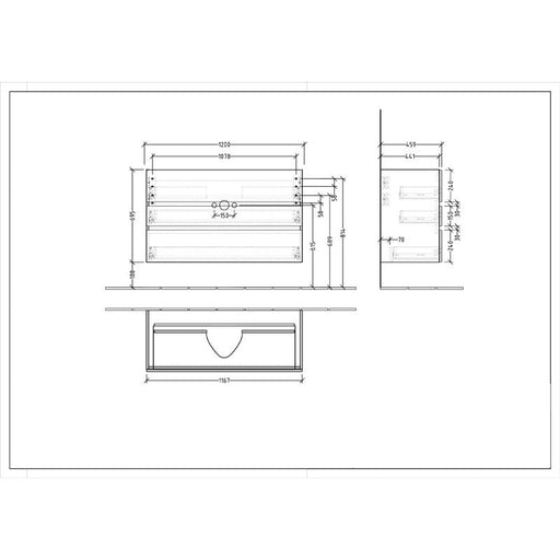 VILLEROY & BOCH - Möbelset 07 A18 Wascht. 1200mm 1HL WT-Unterschrank 3 Auszüge VS=White